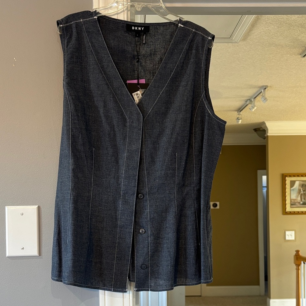 DKNY Charcoal Button-Front Vest